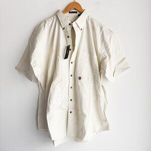 Gant USA Ivory Cotton Short Sleeve Washer Twill Button Down Shirt 2X BIG